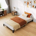 Bed Frame, Heavy Duty Metal Platform Bed Frame with Durable Iron Slat Support and Legs, No Box Spring Required, No Screws Needed