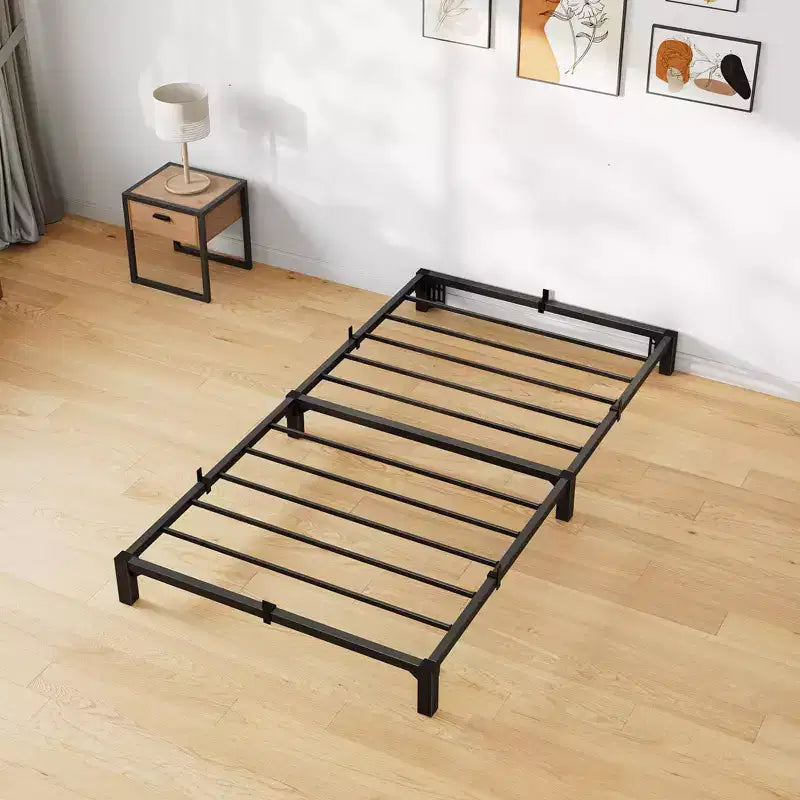 Black Metal Platform Bed Frame, No Headboard, Twin, for 1 Person