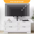Mobile TV Nero/Bianco con Supporto e 4 Cassetti, Consolle in Legno per 1, Adatto per TV Fino a 80"