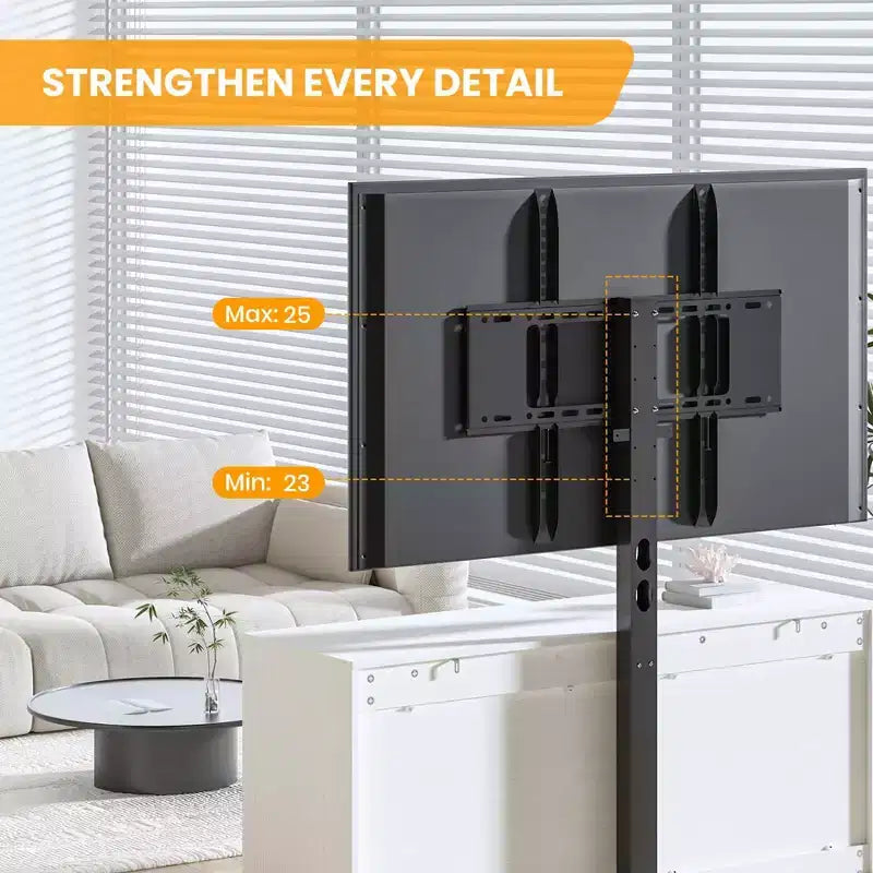 Black/White TV Stand with Mount & 4 Drawers, Wood Console for 1, Fits TVs Up to 80"