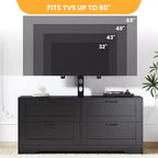 Mobile TV Nero/Bianco con Supporto e 4 Cassetti, Consolle in Legno per 1, Adatto per TV Fino a 80"
