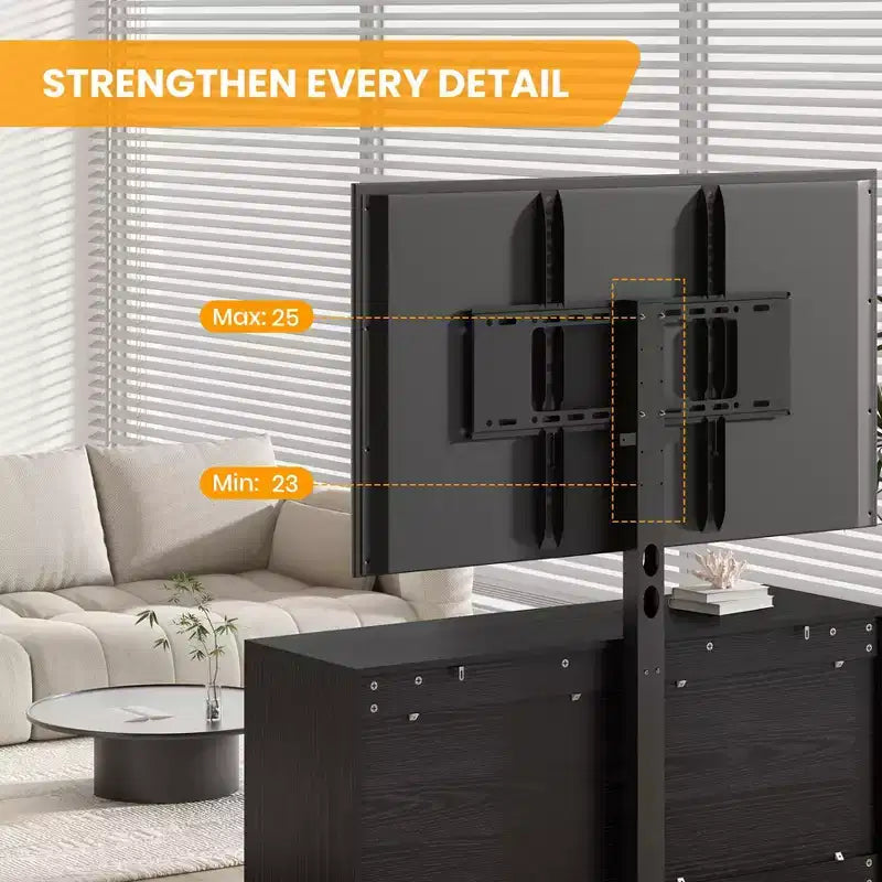 Black/White TV Stand with Mount & 4 Drawers, Wood Console for 1, Fits TVs Up to 80"