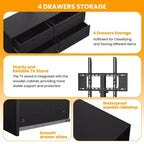 Mobile TV Nero/Bianco con Supporto e 4 Cassetti, Consolle in Legno per 1, Adatto per TV Fino a 80"