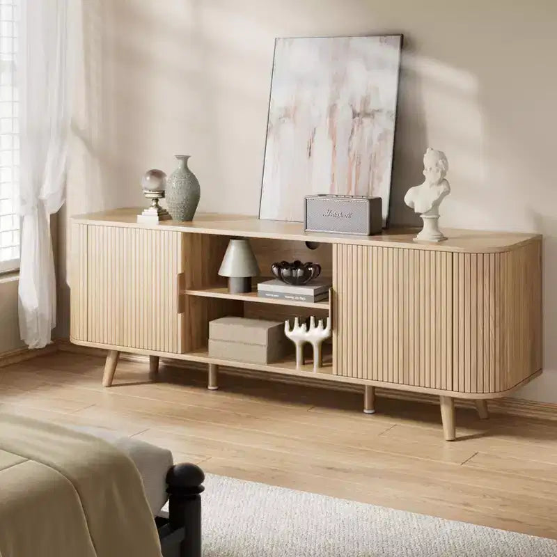 Oak Tambour Door TV Stand, 55", Fits up to 65" TV