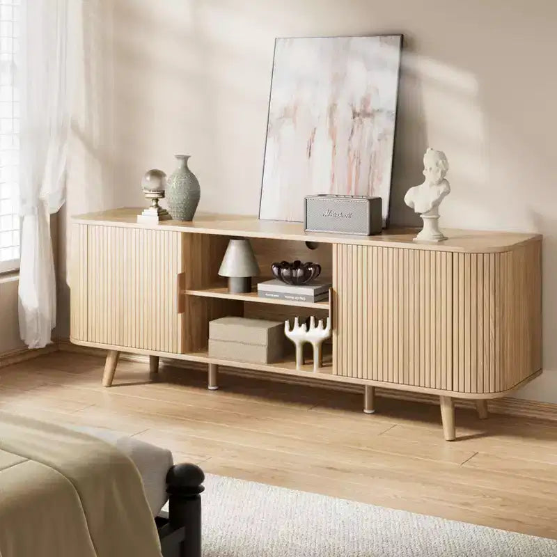 Oak Tambour Door TV Stand, 55", Fits up to 65" TV