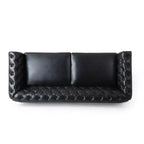 Divano a 3 posti in similpelle effetto retrò con gambe in legno – Beige / Nero / Marrone scuro / Marrone chiaro