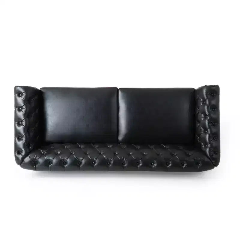 Retro 3-Seater PU Leather Sofa with Wooden Legs – Beige / Black / Dark Brown / Light Brown