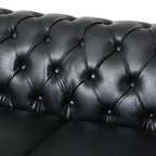 Divano a 3 posti in similpelle effetto retrò con gambe in legno – Beige / Nero / Marrone scuro / Marrone chiaro