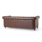 Divano a 3 posti in similpelle effetto retrò con gambe in legno – Beige / Nero / Marrone scuro / Marrone chiaro