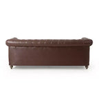 Divano a 3 posti in similpelle effetto retrò con gambe in legno – Beige / Nero / Marrone scuro / Marrone chiaro