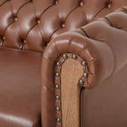 Divano a 3 posti in similpelle effetto retrò con gambe in legno – Beige / Nero / Marrone scuro / Marrone chiaro