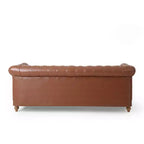 Divano a 3 posti in similpelle effetto retrò con gambe in legno – Beige / Nero / Marrone scuro / Marrone chiaro
