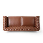 Divano a 3 posti in similpelle effetto retrò con gambe in legno – Beige / Nero / Marrone scuro / Marrone chiaro