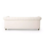 Divano a 3 posti in similpelle effetto retrò con gambe in legno – Beige / Nero / Marrone scuro / Marrone chiaro
