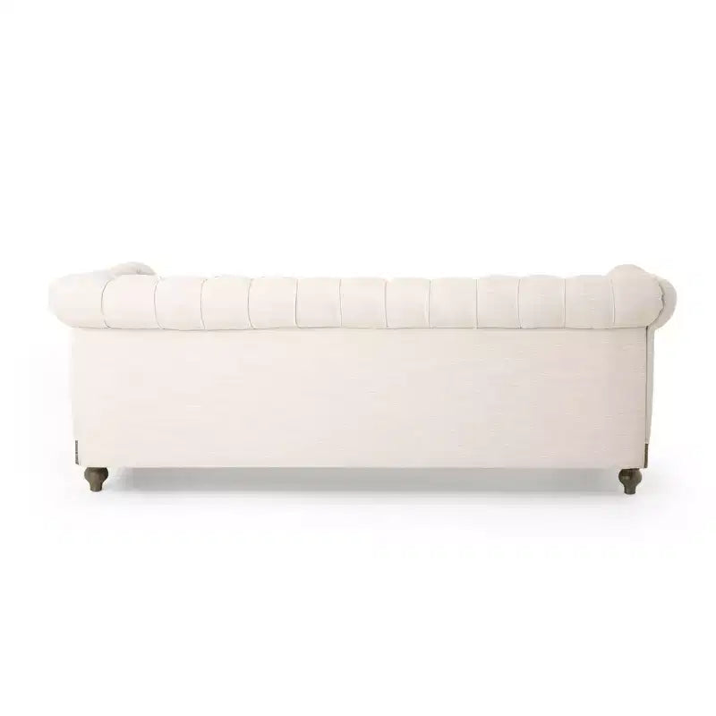 Retro 3-Seater PU Leather Sofa with Wooden Legs – Beige / Black / Dark Brown / Light Brown