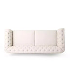 Divano a 3 posti in similpelle effetto retrò con gambe in legno – Beige / Nero / Marrone scuro / Marrone chiaro