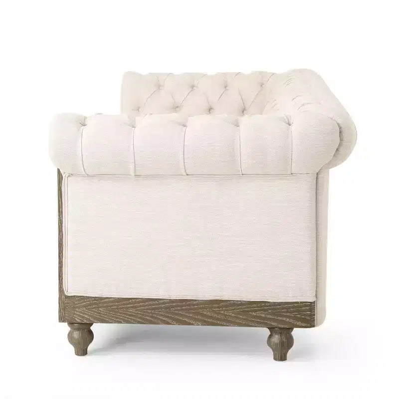 Retro 3-Seater PU Leather Sofa with Wooden Legs – Beige / Black / Dark Brown / Light Brown