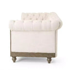 Divano a 3 posti in similpelle effetto retrò con gambe in legno – Beige / Nero / Marrone scuro / Marrone chiaro
