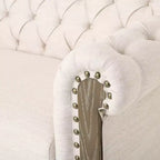 Divano a 3 posti in similpelle effetto retrò con gambe in legno – Beige / Nero / Marrone scuro / Marrone chiaro