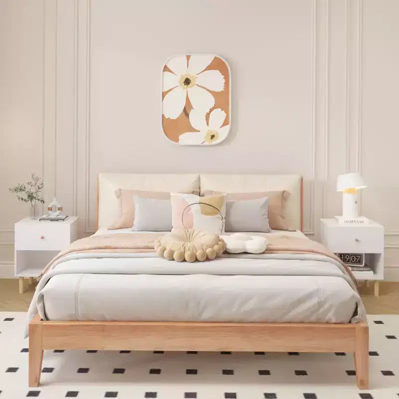 White 1-Drawer Nightstand with Open Shelf, Single-User Bedside Table