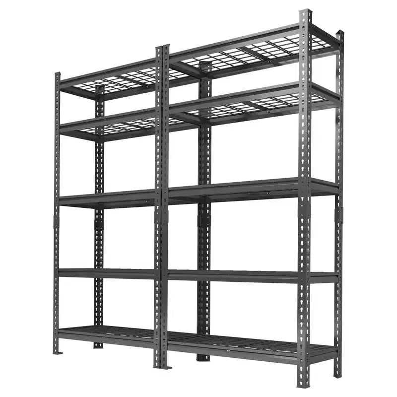 Black 5-Tier Steel Shelving Unit, Adjustable, 1-Person Assembly