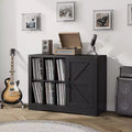 Record Player Stand with Door, Farmhouse Turntable Cabinet with Storage, Vinyl Record Storage Cabinet, Multi-Purpose Wooden Media Console Table