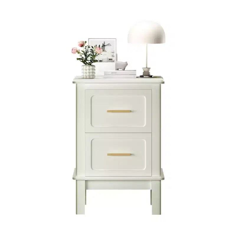 Cream White 2-Drawer Nightstand with Gold Handles, Single Use