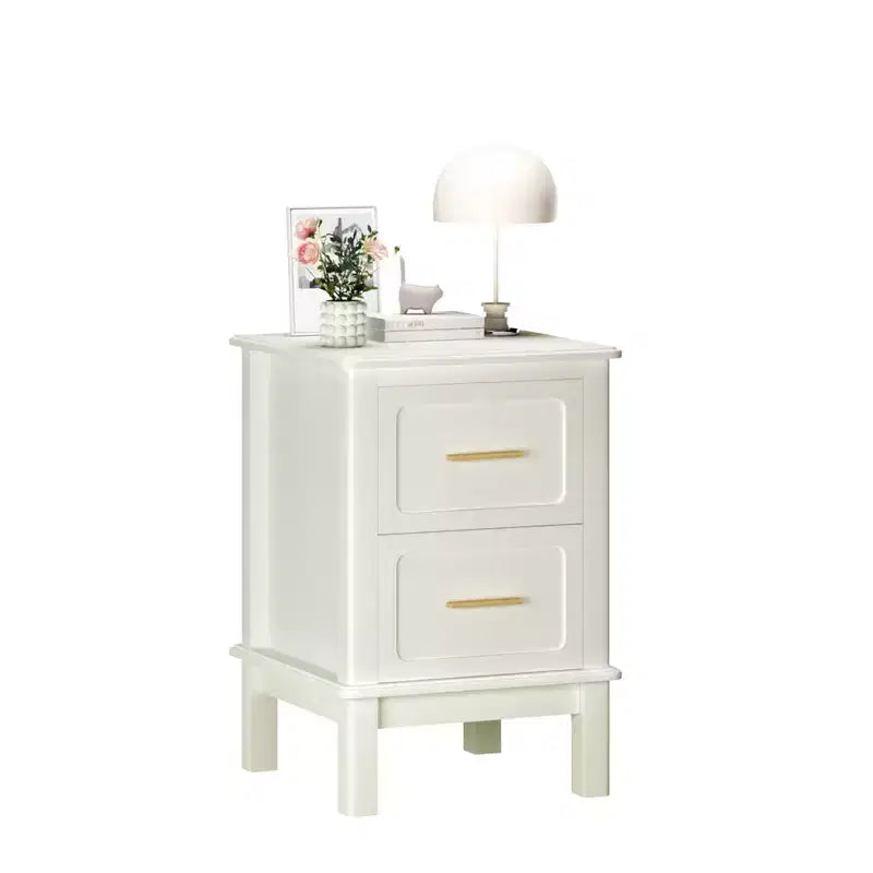 Cream White 2-Drawer Nightstand with Gold Handles, Single Use