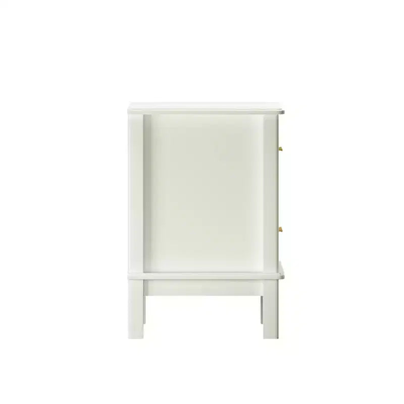 Cream White 2-Drawer Nightstand with Gold Handles, Single Use