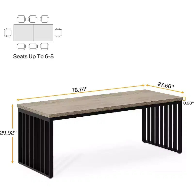 Black & Brown Industrial Style 2-Person Writing Desk, 78.7"