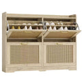 COZONY Rattan Entryway Shoe Storage Cabinet, 4-Drawer w/ Adjustable Shelves, Hidden Organizer