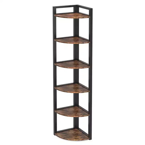 6-Tier Corner Shelf, Small Corner Bookshelf Storage