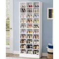 Lantine 10-Tier White Wooden Shoe Storage Cabinet with 30 Cubbies, Freestanding Tall Organizer for Entryway, Closet, Living Room.