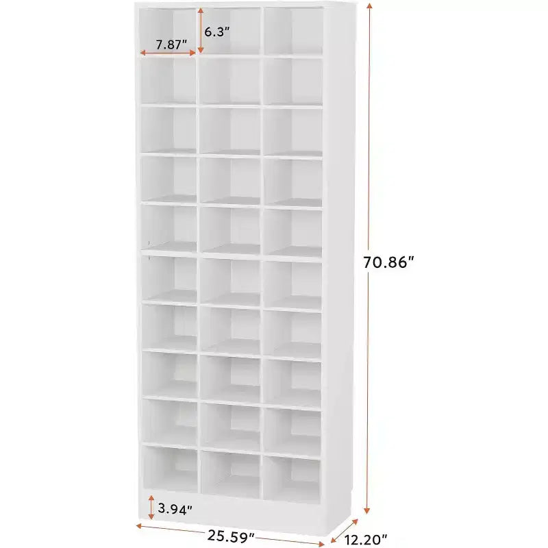 White 10-Tier Shoe Storage Cabinet with 30 Cubbies, Freestanding, for 1 Person