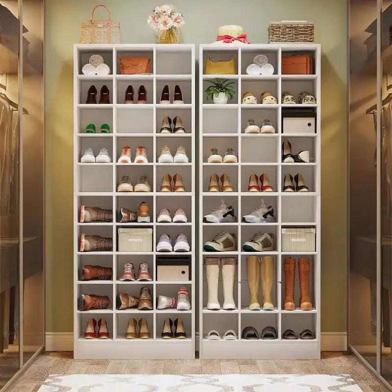 White 10-Tier Shoe Storage Cabinet with 30 Cubbies, Freestanding, for 1 Person