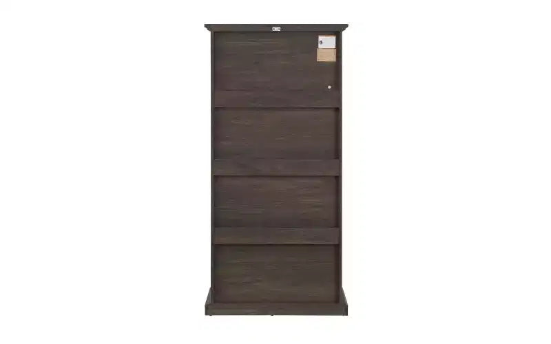 Brown 4-Tier Glass Display Cabinet with Flip-up Doors, Single-Person Assembly