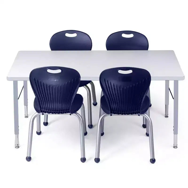 Gray / Wood Laminate Rectangular Dry-Erase Activity Table, 24"×48", Adjustable Height, For 1–4 Kids