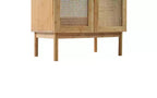Mobile Lavabo Bagno in Acacia Naturale Marrone e Rattan da 76 cm con Lavello, per 1