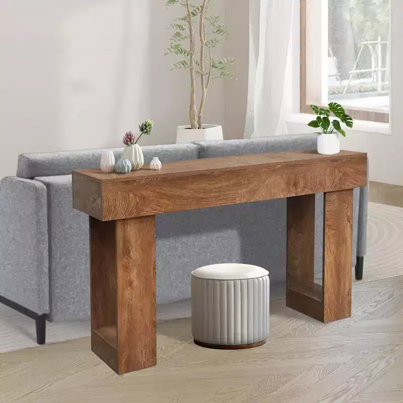 Brown Rectangular Console Table for 1, Farmhouse Style, 63 in