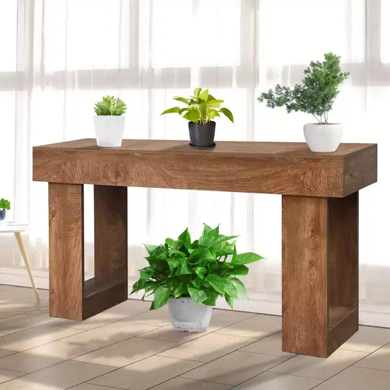 Brown Rectangular Console Table for 1, Farmhouse Style, 63 in