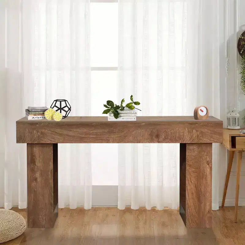 Brown Rectangular Console Table for 1, Farmhouse Style, 63 in