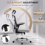 Sedia da ufficio ergonomica con schienale alto e rete, colore nero/grigio, sedile singolo