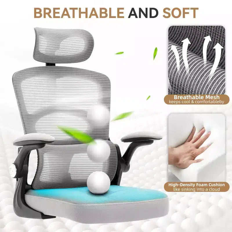 Black / Gray High-Back Mesh Ergonomic Office Chair, Single Seat