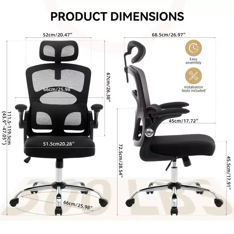 Black / Gray High-Back Mesh Ergonomic Office Chair, Single Seat