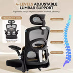Sedia da ufficio ergonomica con schienale alto e rete, colore nero/grigio, sedile singolo