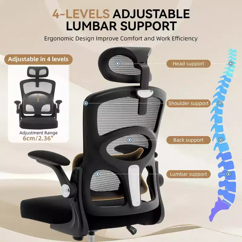 Black / Gray High-Back Mesh Ergonomic Office Chair, Single Seat