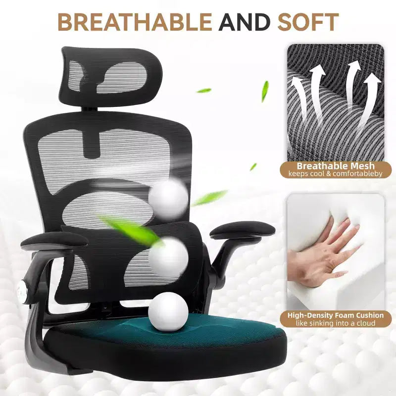 Black / Gray High-Back Mesh Ergonomic Office Chair, Single Seat