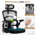 Sedia da ufficio ergonomica con schienale alto e rete, colore nero/grigio, sedile singolo