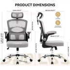 Sedia da ufficio ergonomica con schienale alto e rete, colore nero/grigio, sedile singolo
