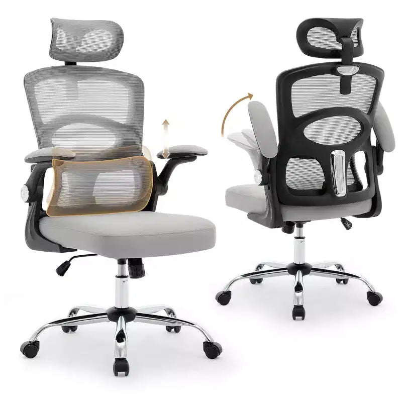 Black / Gray High-Back Mesh Ergonomic Office Chair, Single Seat